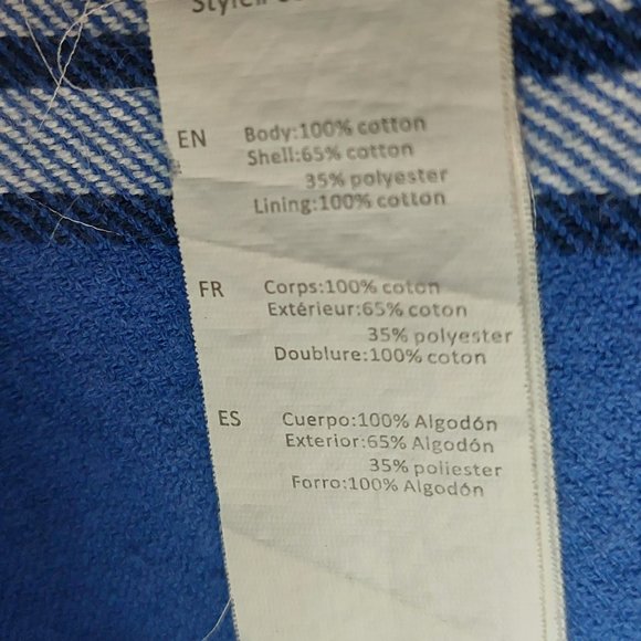 Urban Heritage Blue Hooded Plaid Long Sleeve Cotton Shirt Men's M/L - Picture 7 of 9